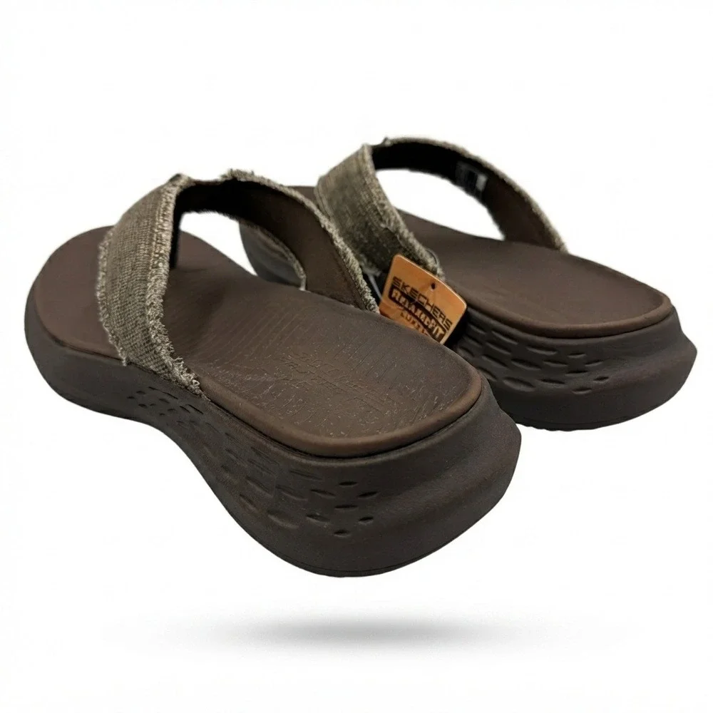 Skechers Parson SD Gino Sandals Mens Size 9 Chocolate Brown Flip Flops **NEW**
